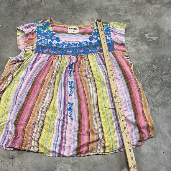 Savanna Jane Women's Multicolor Floral Embroidered Sleeveless Blouse Size 3X - Picture 2 of 7